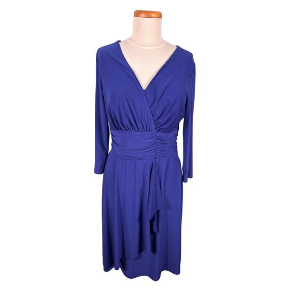Black Label by Evan Picone Wrap Dress Women's Size 10 Purple Lined V-Neck Event - Picture 1 of 12